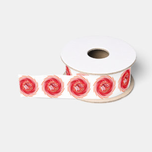 Wild Wolf Whirling white ribbon spool Grosgrain Ribbon