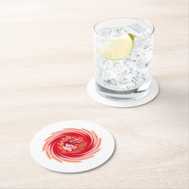 Wild Wolf Whirling white round drink coasters (Insitu)