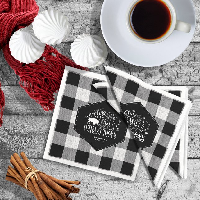 Wild Wonderful Christmas Black Buffalo Plaid ID604 Napkin (Creator Uploaded)