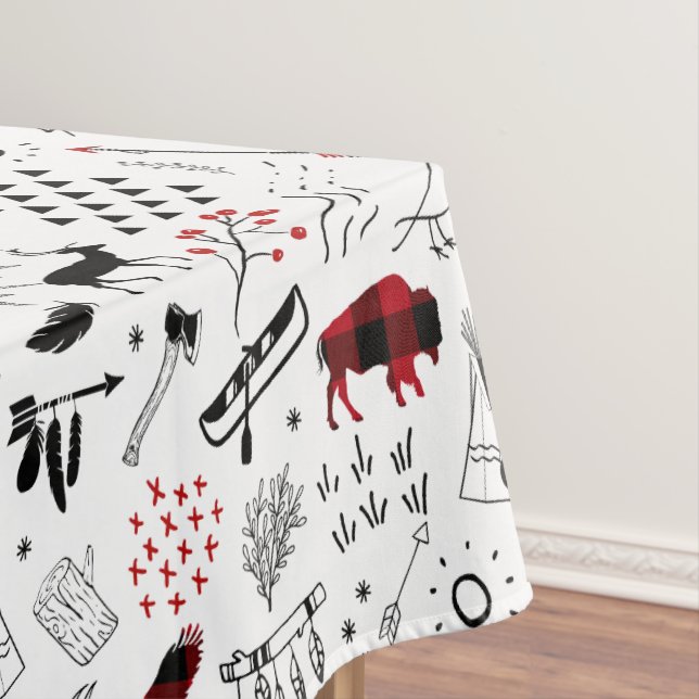 Wild Wonderful Christmas Pattern Red/Black  ID604 Tablecloth (In Situ)