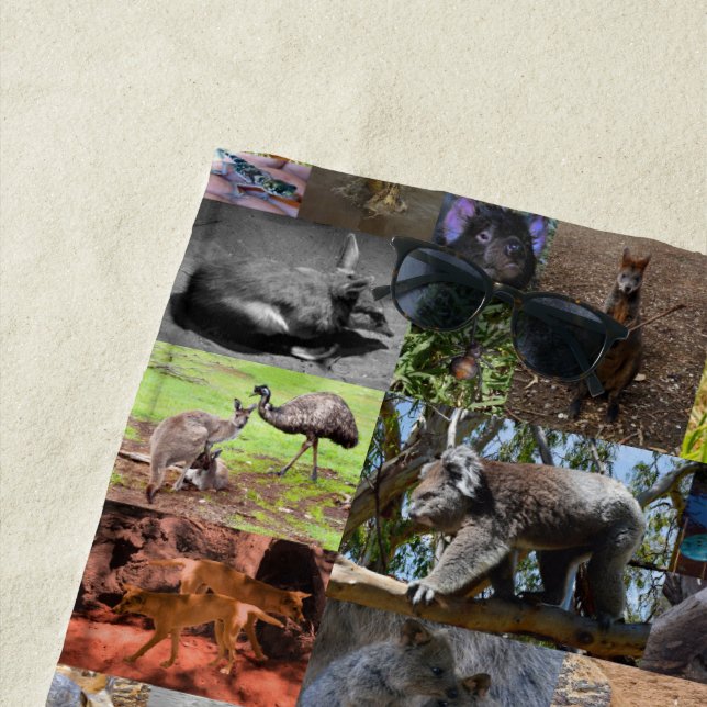 Wild Wonders: Captivating Australian Photo Collage Beach Towel (In Situ)