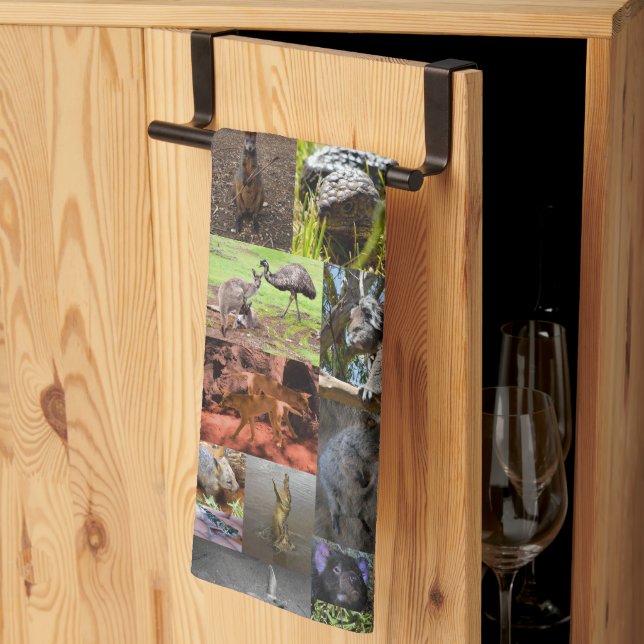 Wild Wonders: Captivating Australian Photo Collage Kitchen Towel (Thirds Fold)