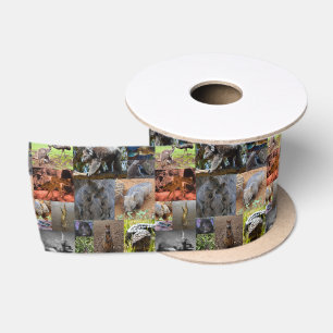 Wild Wonders: Captivating Australian Photo Collage Satin Ribbon