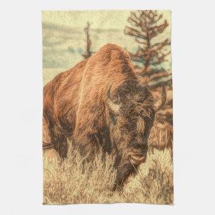 Wild Woodland Bison Kitchen Towel