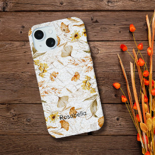 Wild Woodlands Botanicals Personalize Name iPhone 15 Case