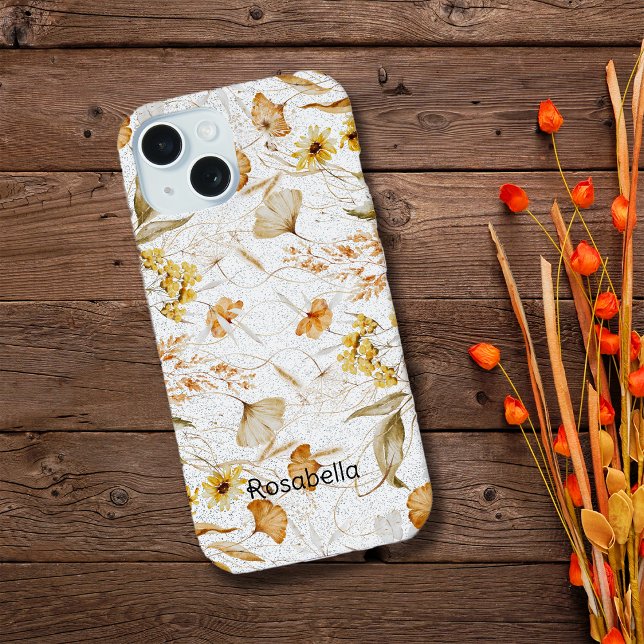 Wild Woodlands Botanicals Personalize Name iPhone 15 Case (Creator Uploaded)