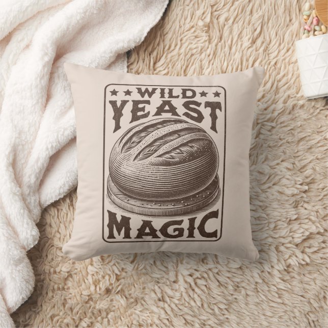 Wild Yeast Magic Sourdough Bread Baking Enthusiast Throw Pillow (Blanket)