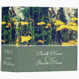 wild yellow dandelion flowers wedding binder