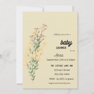 Wild yellow flowers baby shower invitation card 