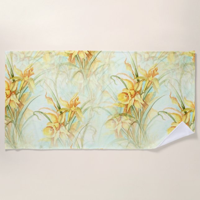 Wild Yellow Flowers Beach Towel (Front)