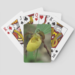 Wild Yellow Lady Slipper Orchid Flower Playing Cards