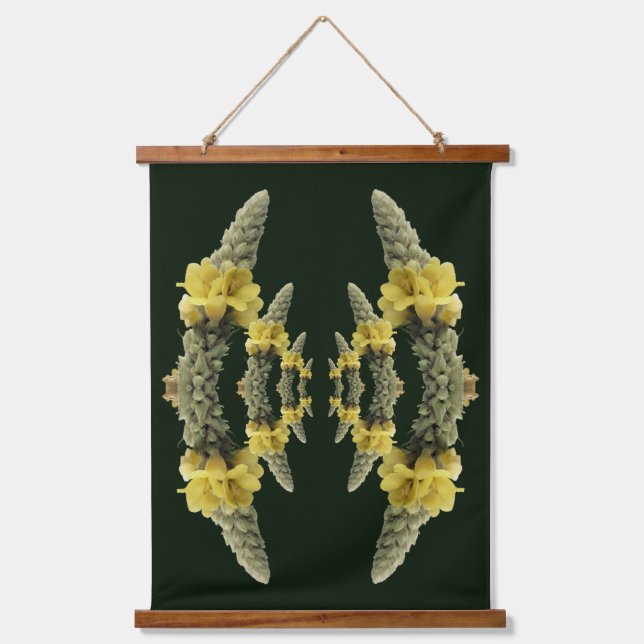 Wild Yellow Mullein Flower Abstract Hanging Tapestry (Front)