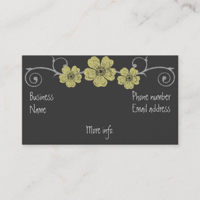 Wild Yellow Roses Chalkboard Business Card (Front)