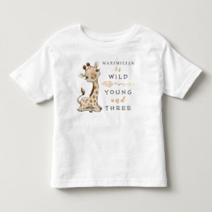 Wild Young and Three Birthday Jungle Baby T-Shirt