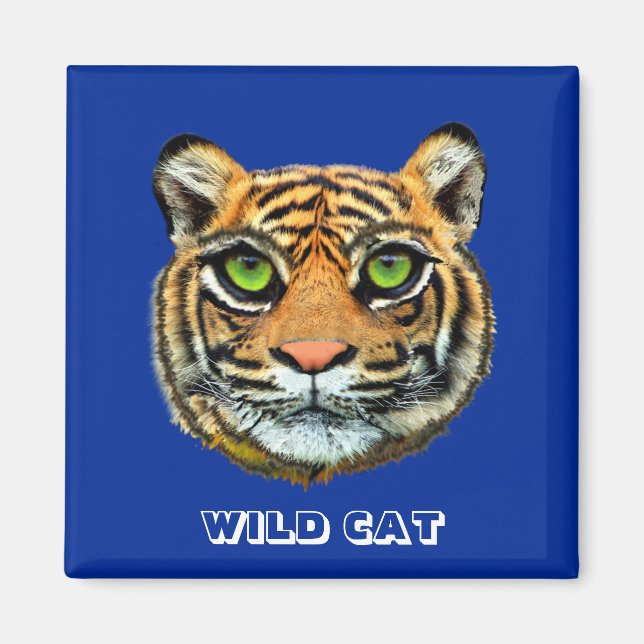 Wild Young Tiger Face Magnet (Front)
