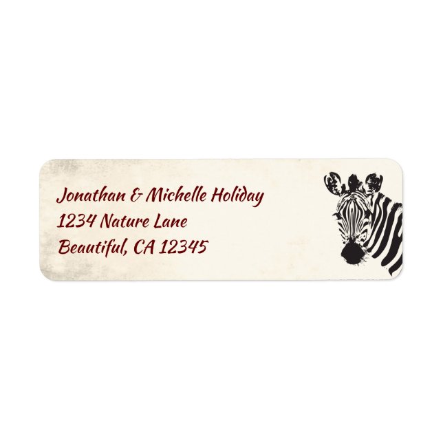 Wild Zebra Black, White and Red Address (Front)