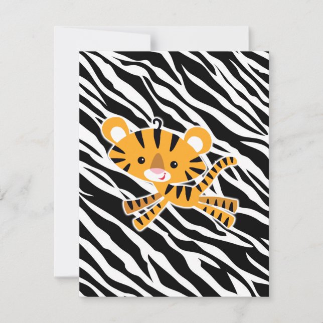 wild zebra blue baby shower invitations! invitation (Front)