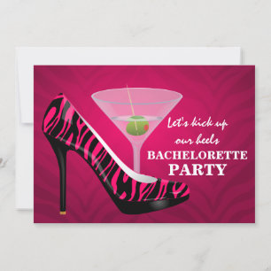 Wild Zebra High Heel Shoes Bachelorette Party Invitation