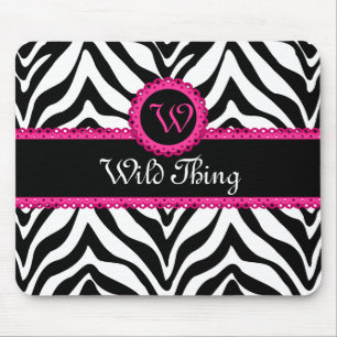 Wild Zebra Pattern and Lace Personalized Mouse Pad