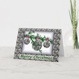 Wild Zebra Print Christmas Holiday Card
