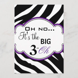 Wild Zebra Print Dirty 30 Invites Purple