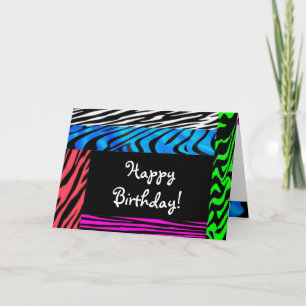 wild zebra print happy birthday card