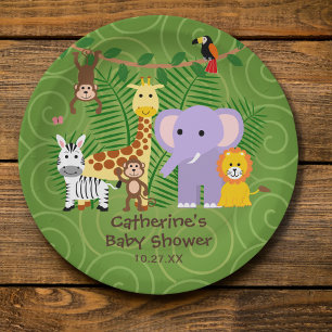 Wild Zoo Animal Jungle Safari Baby Shower Paper Plate