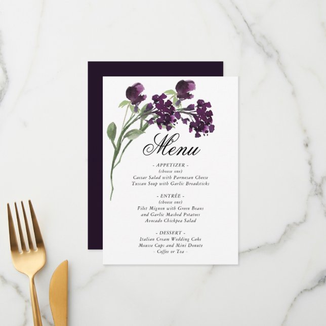 Wildbloom | Classic Blue Bohemian Garden Flowers Menu (Front/Back In Situ)