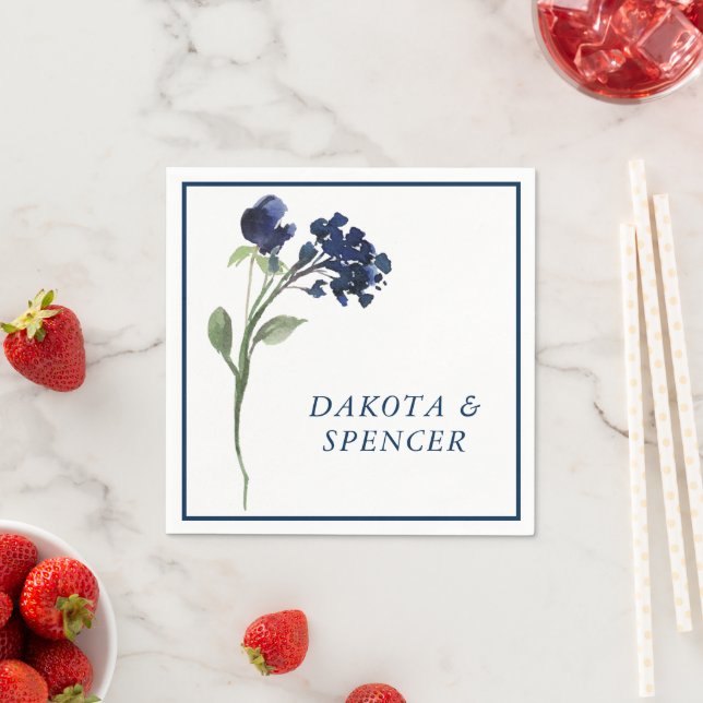 Wildbloom | Classic Blue Bohemian Garden Wedding Napkin (Insitu)