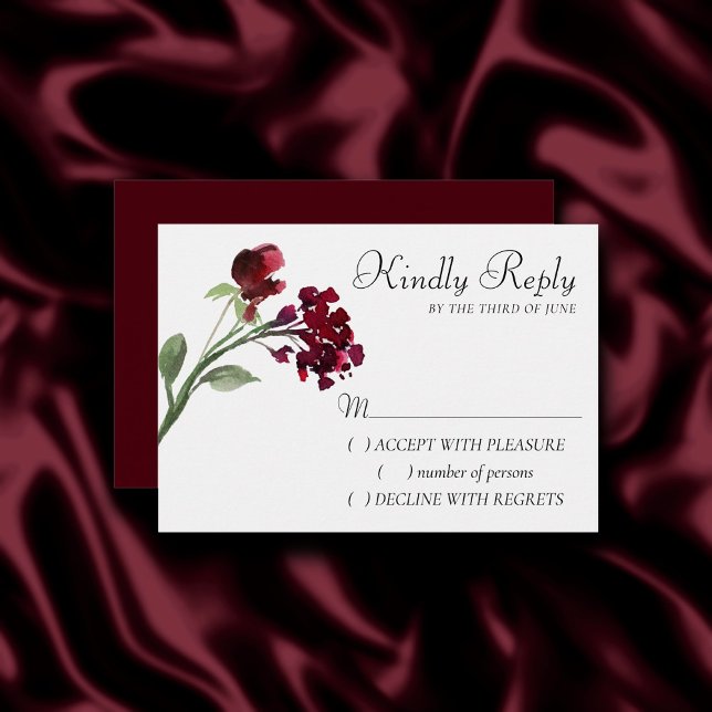 Wildbloom | Crimson Red Bohemian Floral RSVP Card (Creator Uploaded)