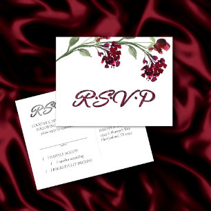 Wildbloom Crimson Red Bohemian Floral RSVP Invitation Postcard