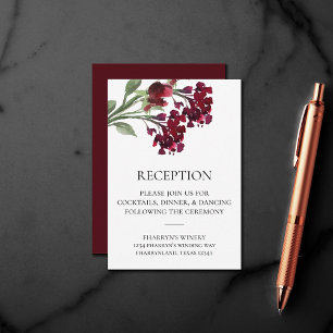 Wildbloom   Crimson Red Bohemian Flowers Reception Enclosure Card
