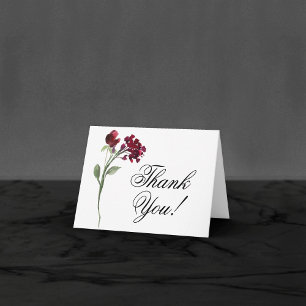 Wildbloom Crimson Red Bohemian Flowers Wedding Thank You Card