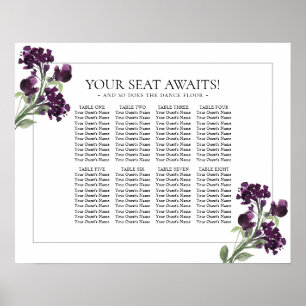 Wildbloom   Deep Purple Bohemian 8 Table Seating Poster