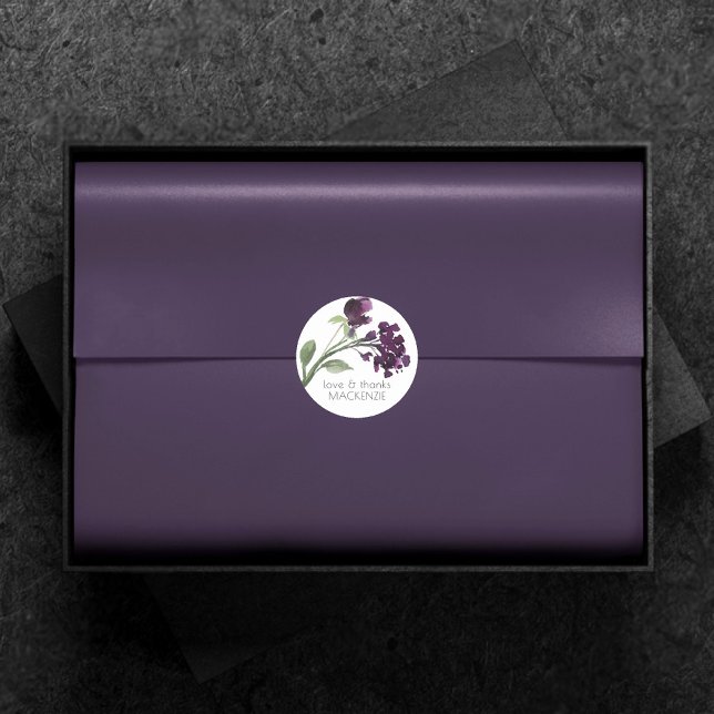 Wildbloom | Deep Purple Bohemian Flower Custom Classic Round Sticker (Creator Uploaded)