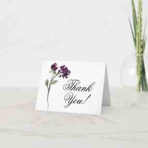 Wildbloom   Deep Purple Bohemian Flowers Wedding Thank You Card