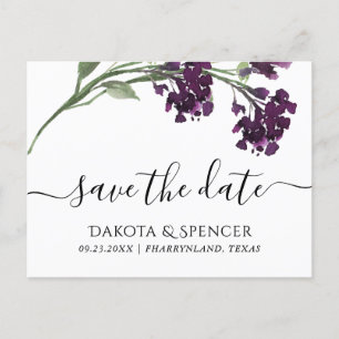 Wildbloom   Deep Purple Bohemian Save the Date Announcement Postcard