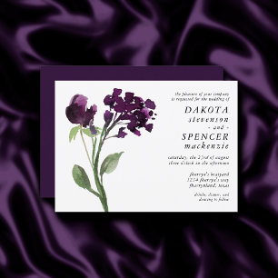 Wildbloom   Deep Purple Bohemian Wild Flower Invitation