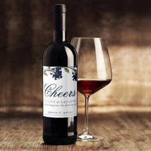 Wildbloom   Navy Blue Bohemian Cheers to Love Wine Label