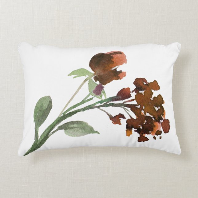 Wildbloom | Terra Cotta Orange Bohemian Flowers Accent Pillow (Front)