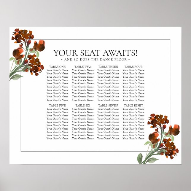 Wildbloom | Terracotta Bohemian 8 Table Seating Poster (Front)