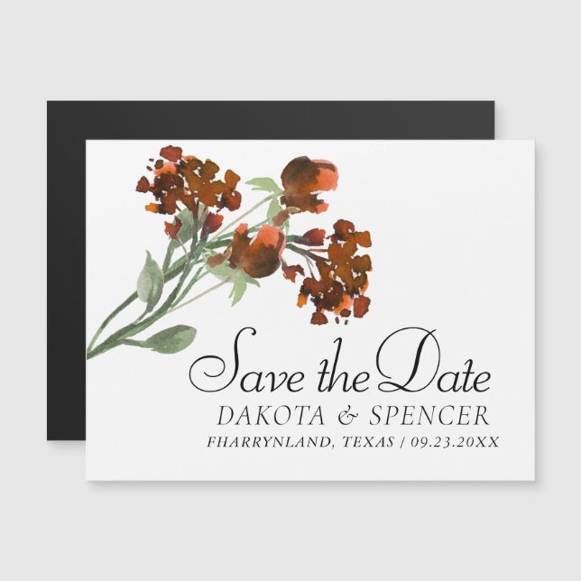Wildbloom | Terracotta Bohemian Save the Date Magnetic Invitation (Front/Back)