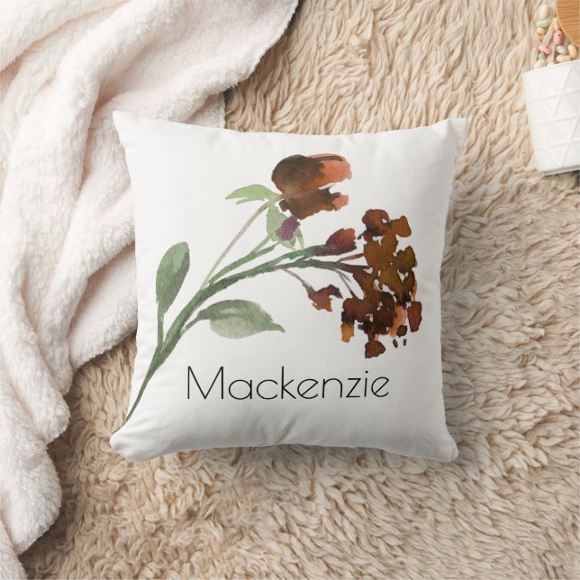 Wildbloom | Terracotta Orange Bohemian Custom Throw Pillow (Blanket)