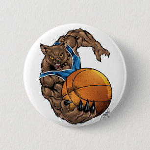 Wildcats Bobcats Basketball Blue, White Stripe 2 Inch Round Button