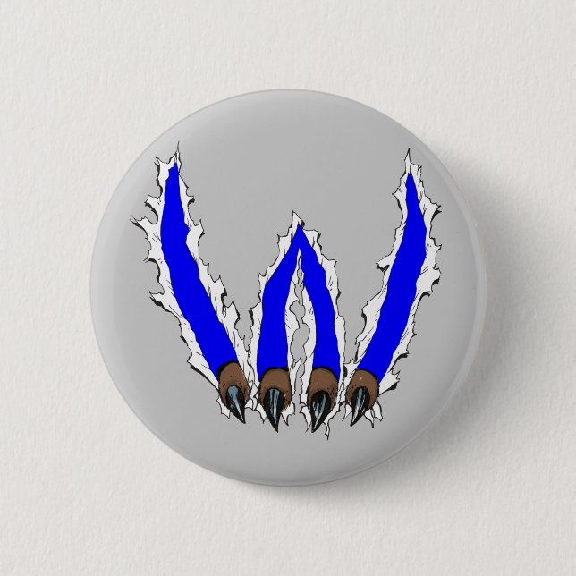Wildcats Claw Ripping Through Design - Blue 2 Inch Round Button (Front)