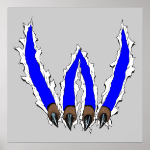 Wildcats Claw Ripping Through Design - Blue Poster