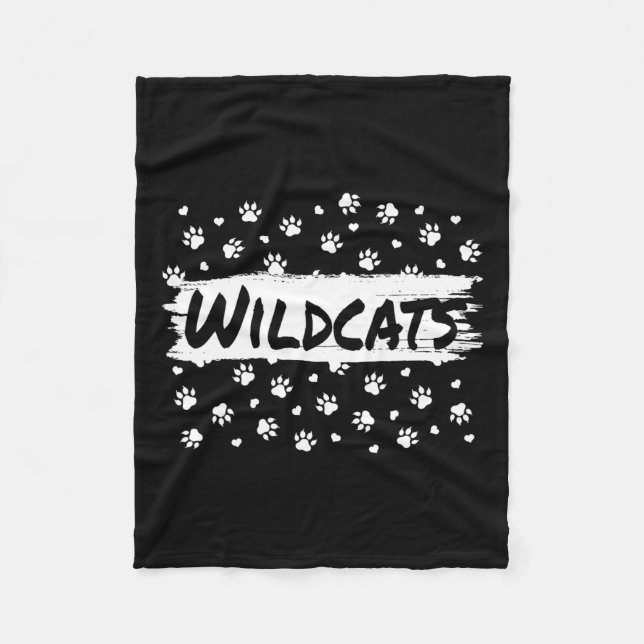 Wildcats Mascot School Spirit Back To School Footp Fleece Blanket (Front)