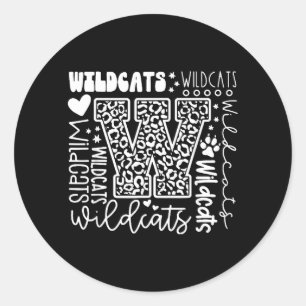 Wildcats School Spirit Fan Team for Women Girls Classic Round Sticker
