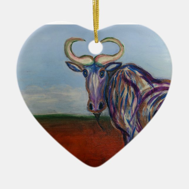 Wildebeest Ceramic Ornament (Front)