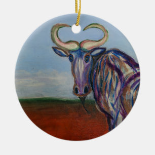 Wildebeest Ceramic Ornament